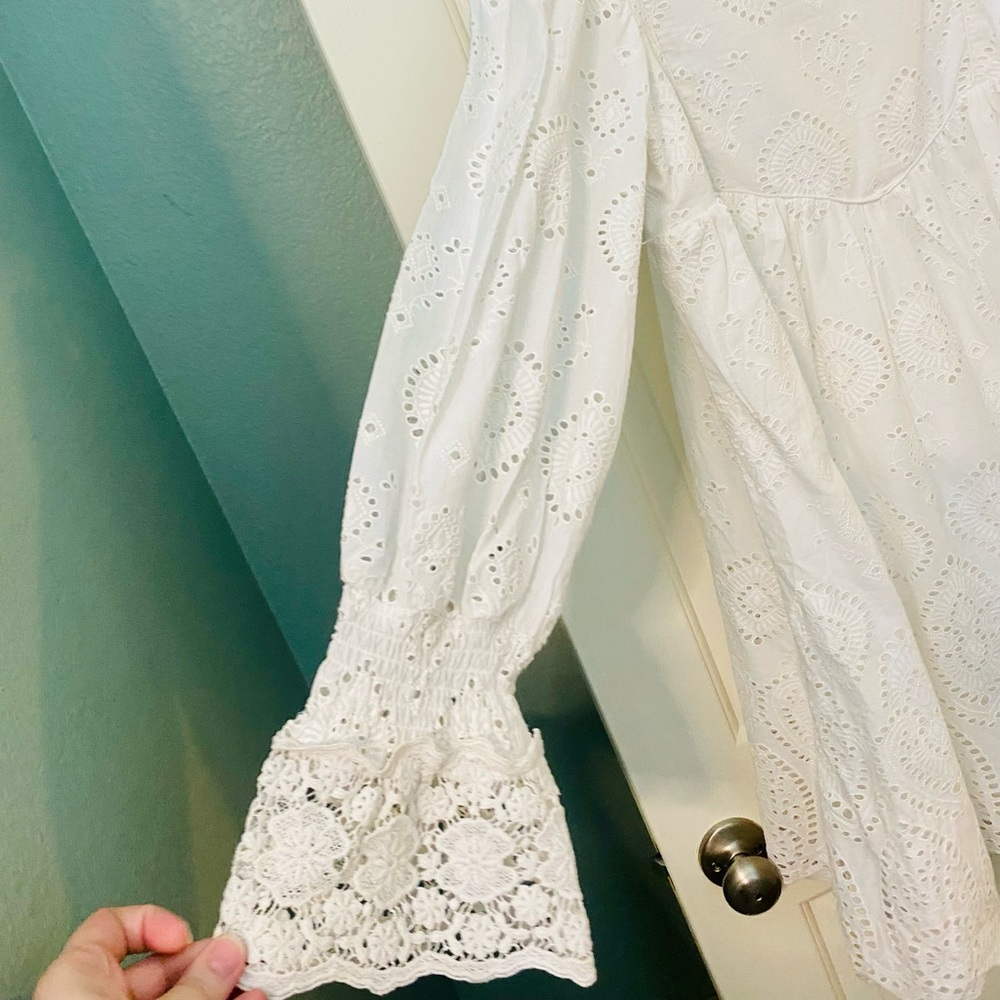 NWOT Spell & the Gypsy Collective White Dylan Smock Dress - Picture 14 of 17